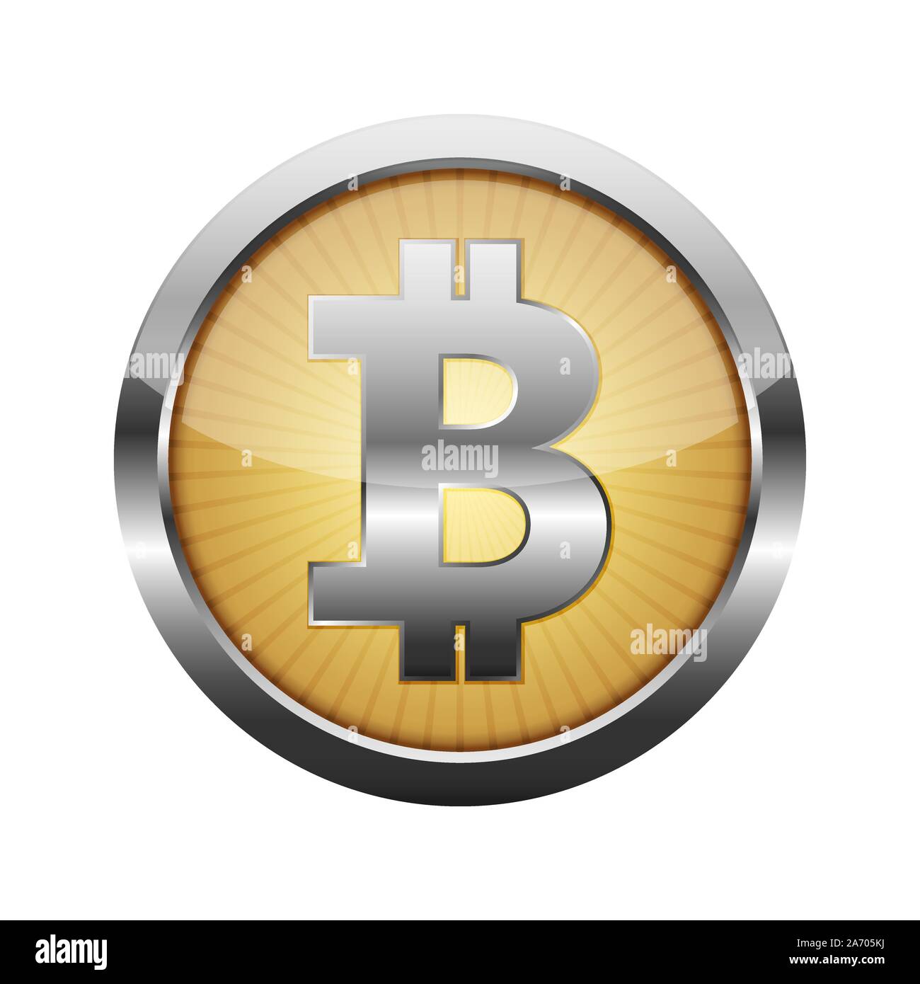 3d Bitcoin currency button. Vector illustration. Bitcoin as cryptocurrency  symbol, on white background Stock Vector Image & Art - Alamy