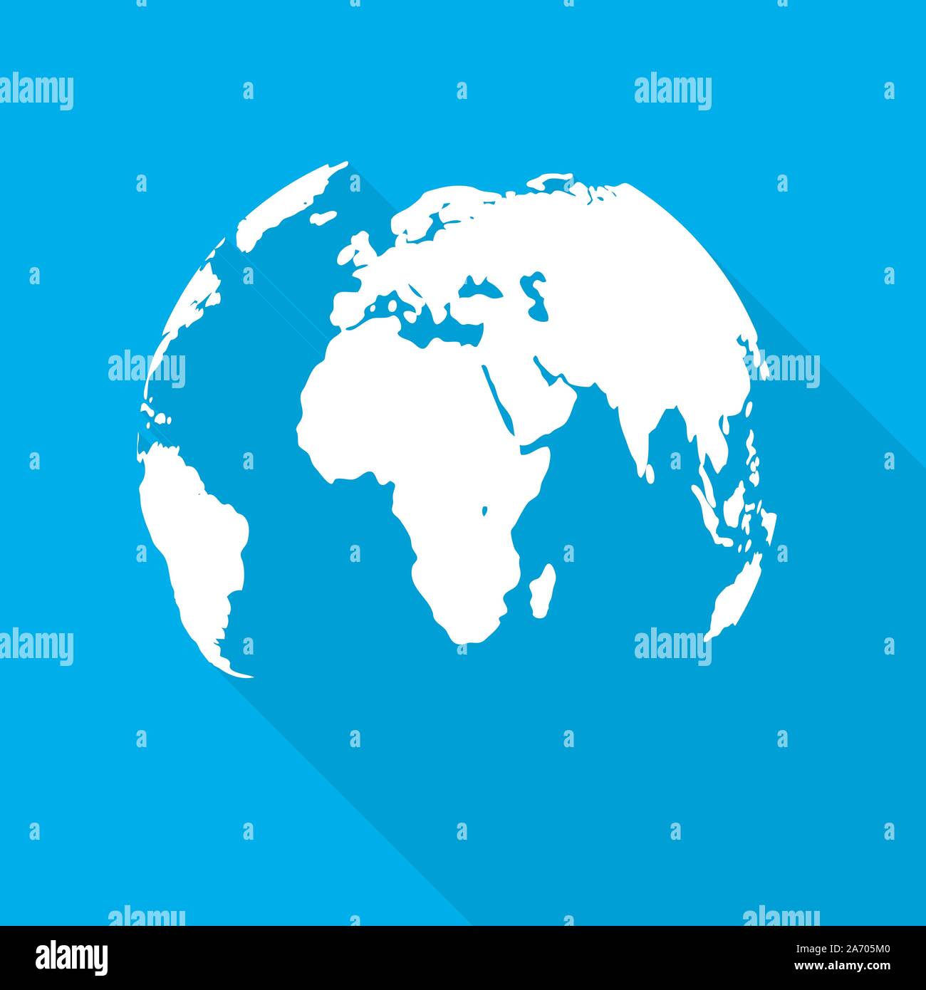 Planet Earth icon in flat design. Planet Earth with long shadow on a ...
