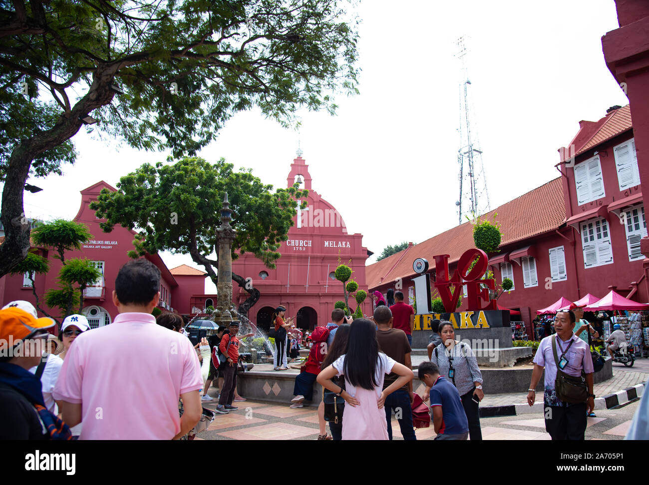 MALACCA,MALAYSIA, october ,14,2019 Unidentical of Tourist  in  red church   in Malacca heritage city  of Malaysia Stock Photo