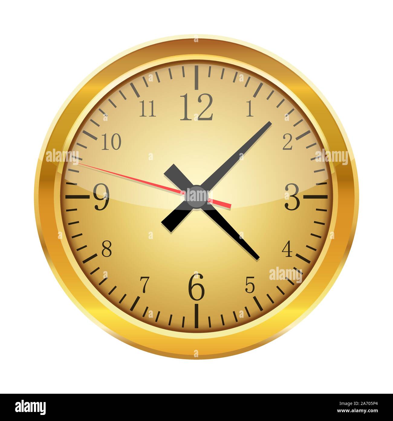Realistic round clock, isolated on white background. Vector ...