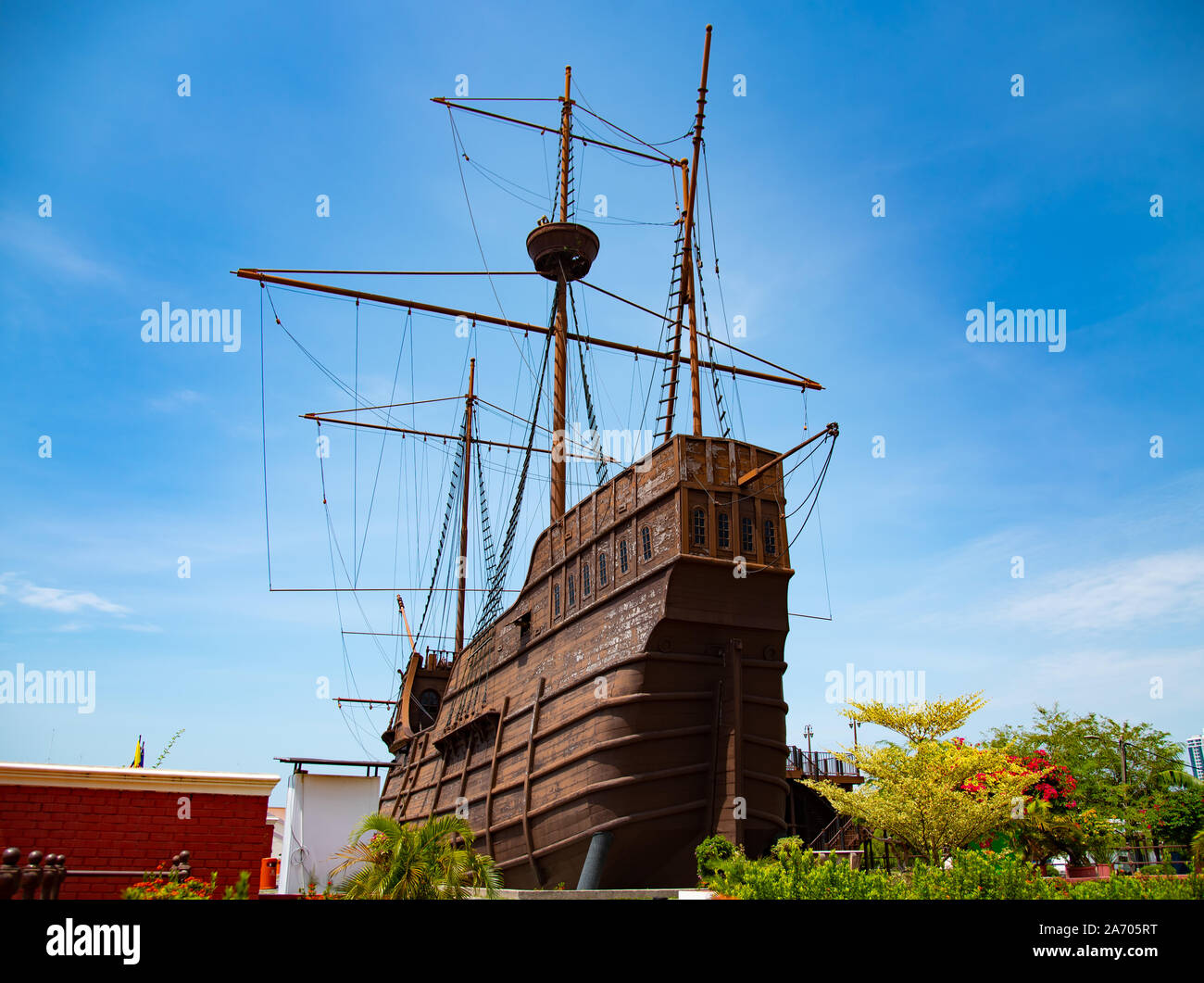 MALACCA,MALAYSIA, october ,14,2019  ancient warship   in Malacca heritage city  of Malaysia Stock Photo