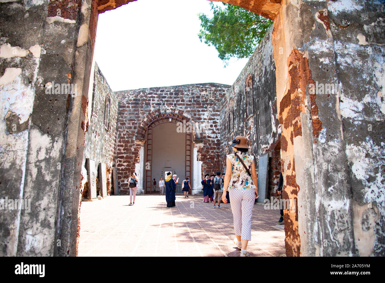 MALACCA,MALAYSIA, october ,14,2019  Unidentical tourist travel in old church  in Malacca heritage city  of Malaysia Stock Photo