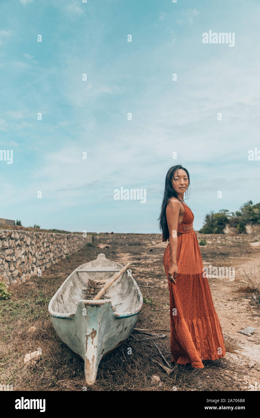 Entrance to Blue Lagoon in Nusa Ceningan, we loved the raw, rural feel of this area Stock Photo