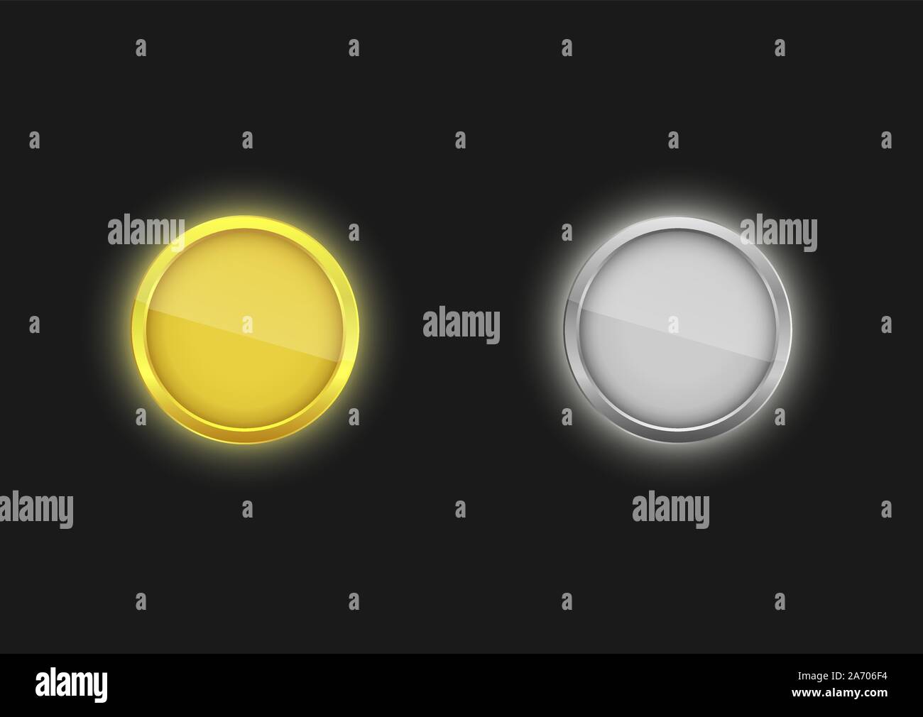Golden and silver badges Stock Vector