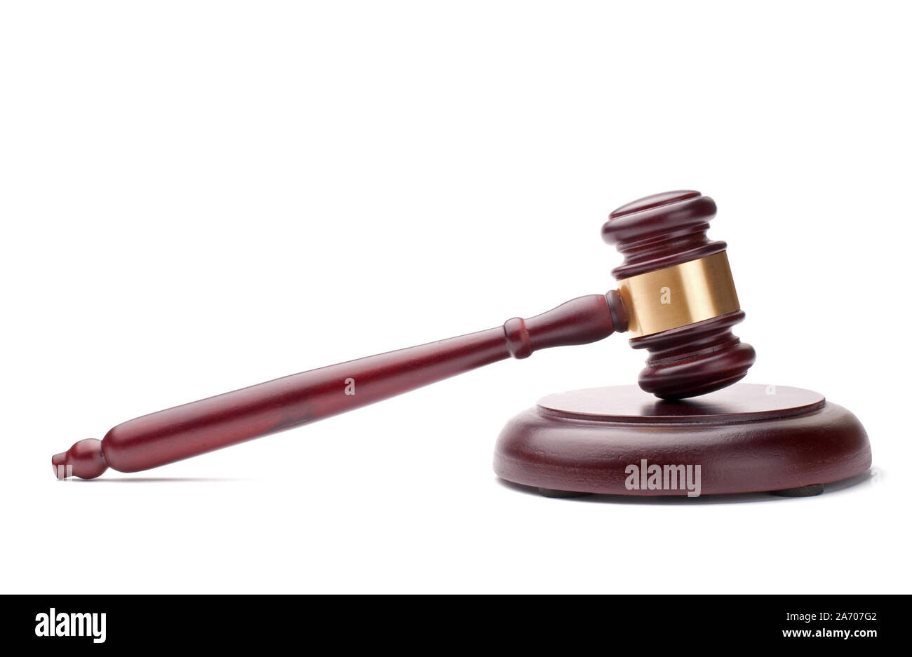 gavel and stand it on a white background Stock Photo - Alamy