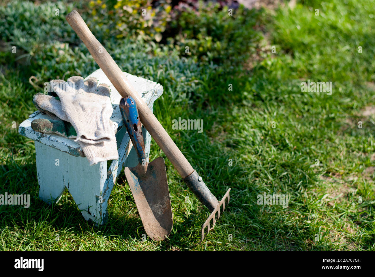 Rake lawn in spring hires stock photography and images Alamy