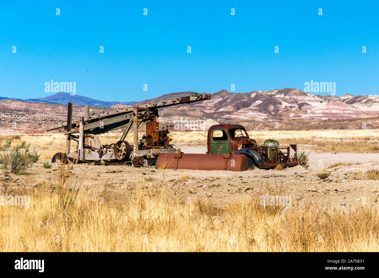Old Water Drilling Rig in Capital Reef National Park, Utah Stock Photo