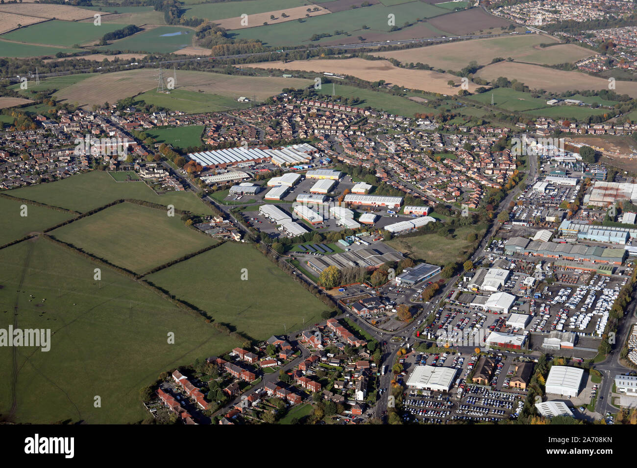 aerial view of Claycliffe Business Park at Barugh Green, Barnsley, South Yorkshire Stock Photo