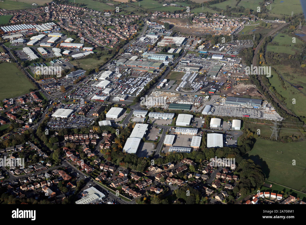 aerial view of Zenith Business Park & Claycliffe Business Park, Barnsley, South Yorkshire Stock Photo