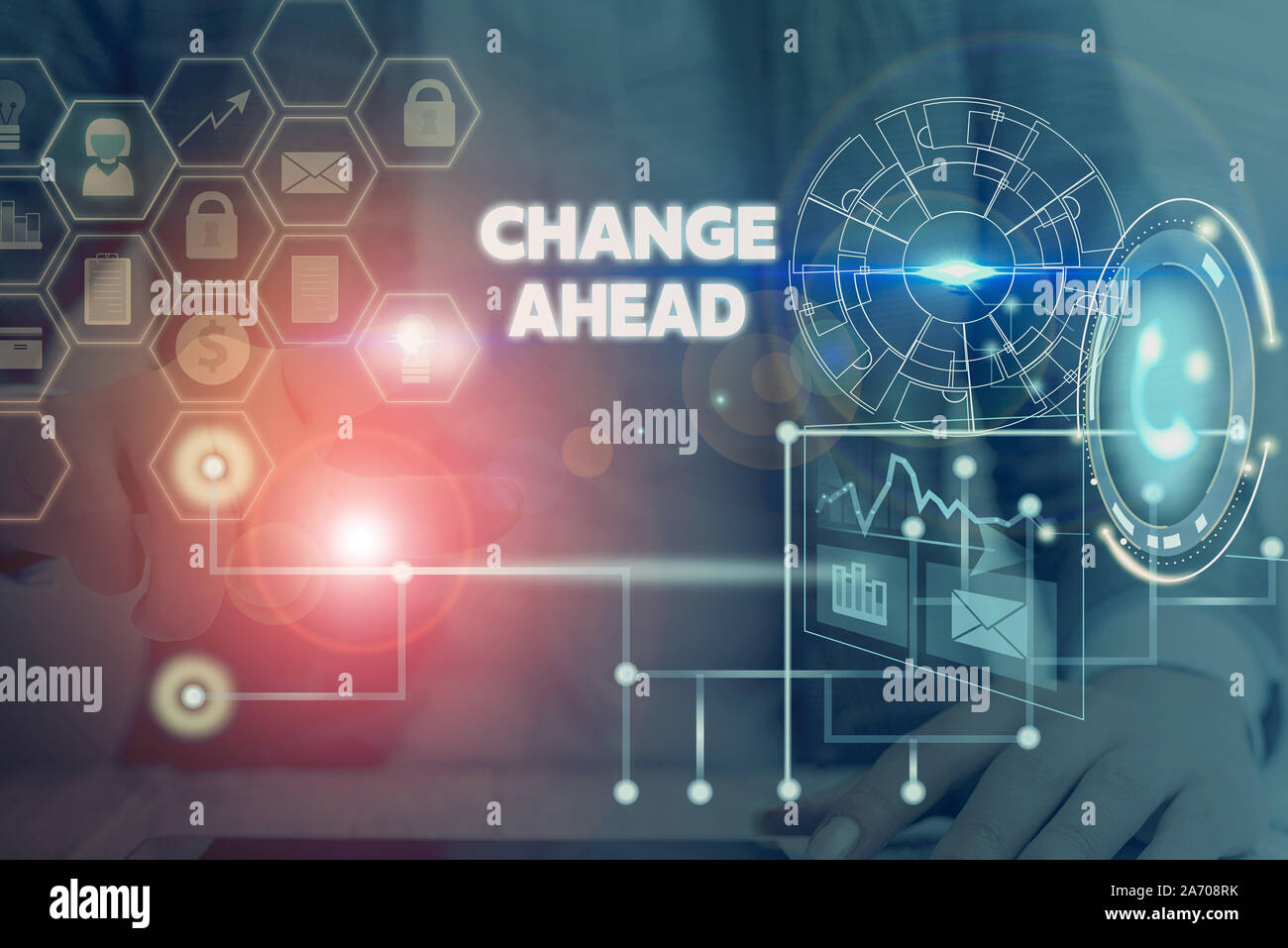 Writing note showing Change Ahead. Business concept for to replace with ...
