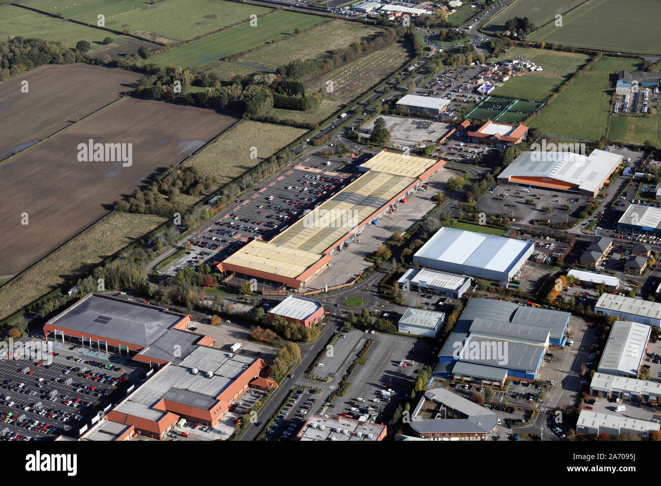 aerial view of the Clifton Moor retail park and Clifton Moor Centre