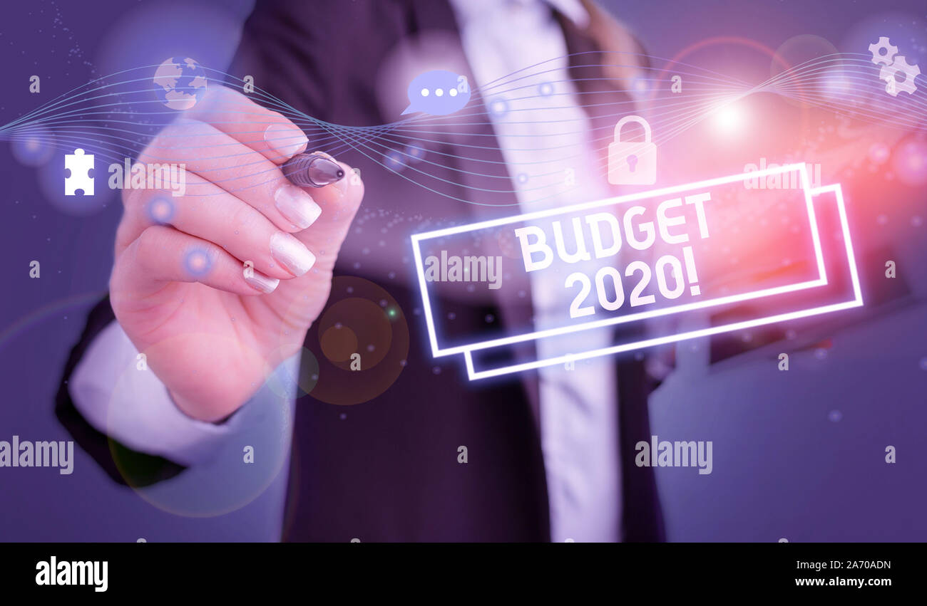 Text sign showing Budget 2020. Business photo text estimate of income ...