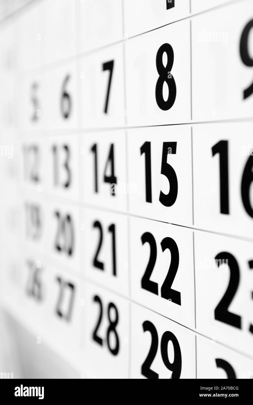 Close up a calendar page Stock Photo Alamy
