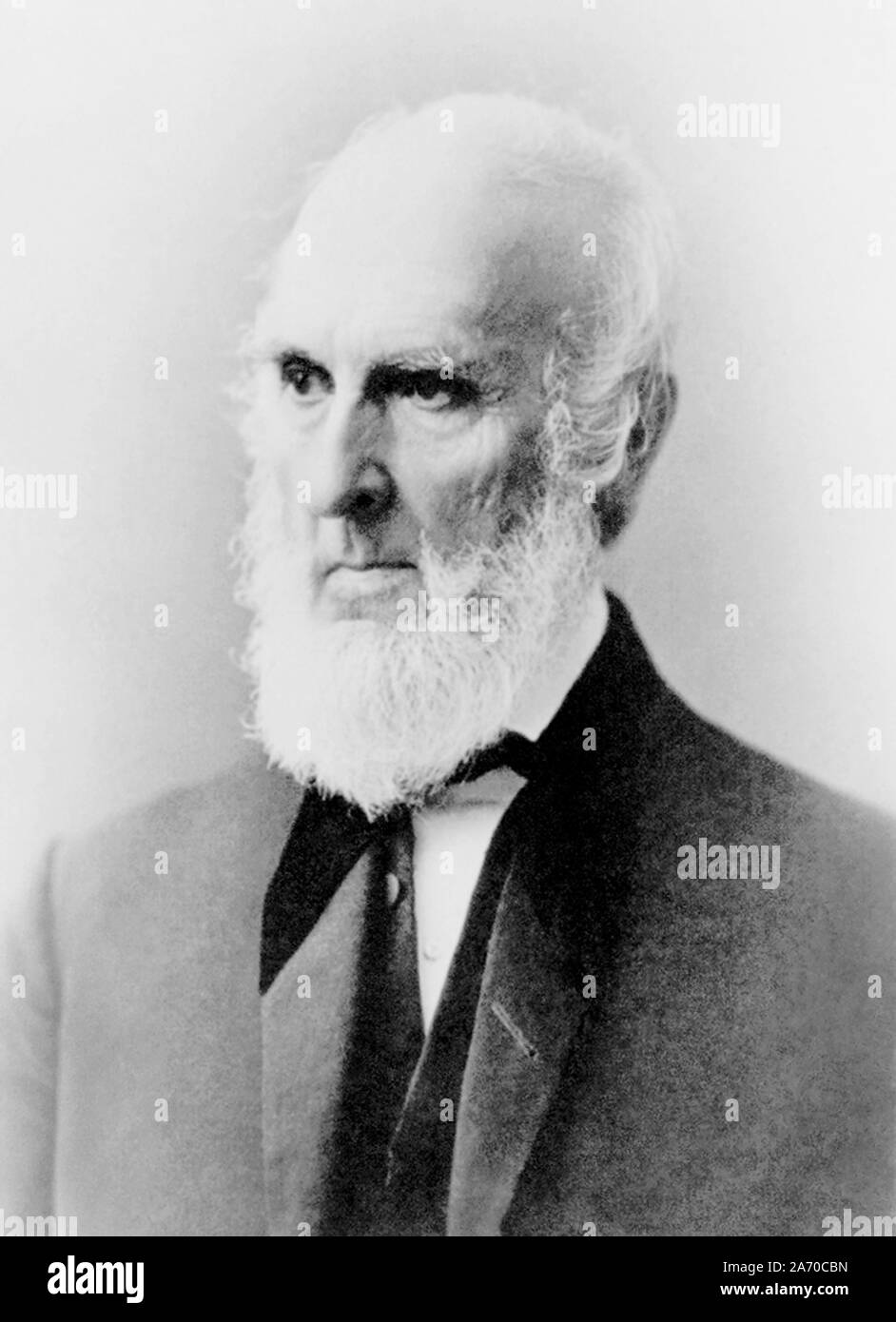 Vintage portrait photo of American Quaker poet and advocate of the abolition of slavery John Greenleaf Whittier (1807 – 1892). Photo circa 1885. Stock Photo