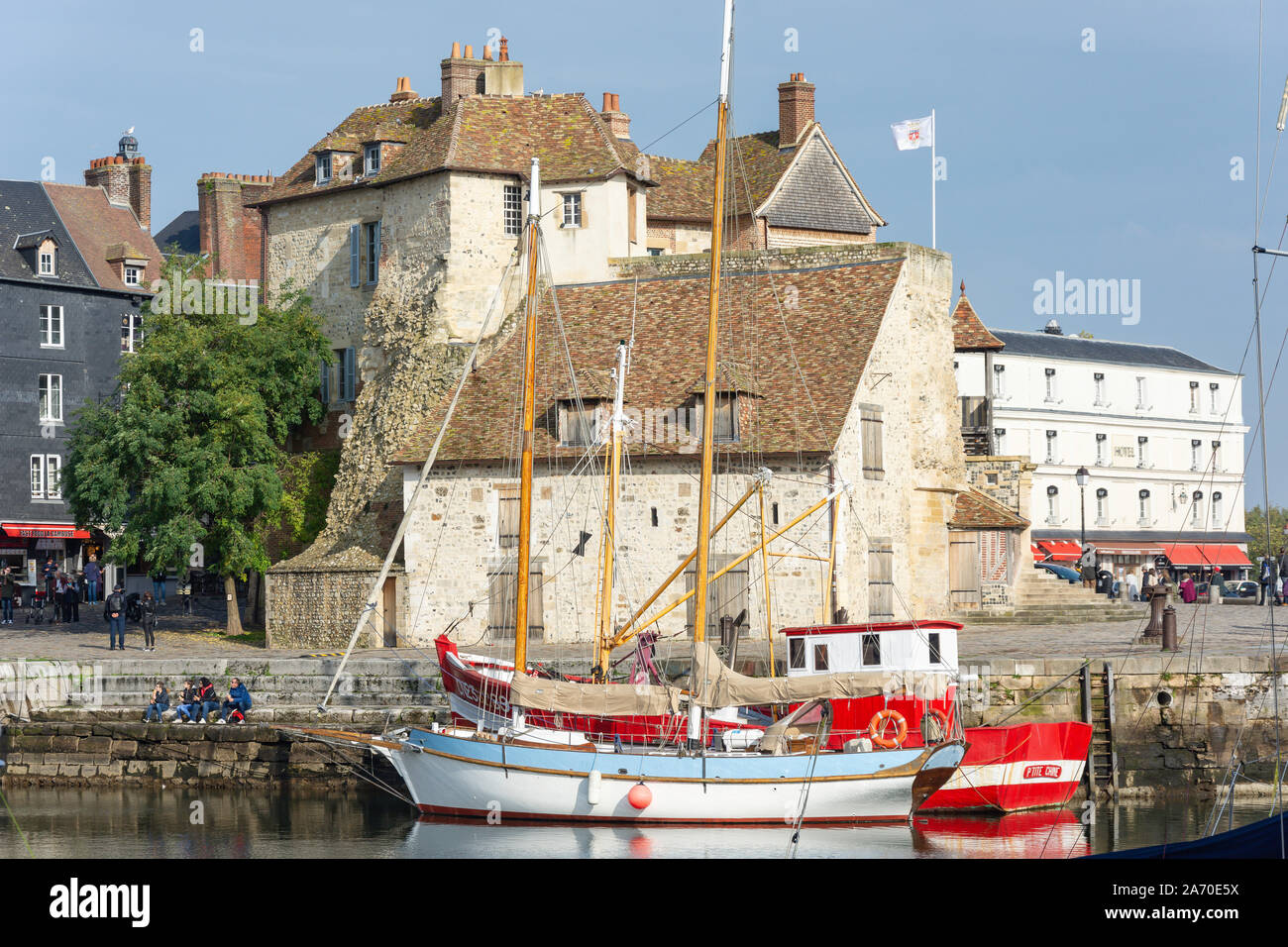 The Enclos medieval fortress, Honfleur Harbour, Honfleur, Normandy, France Stock Photo
