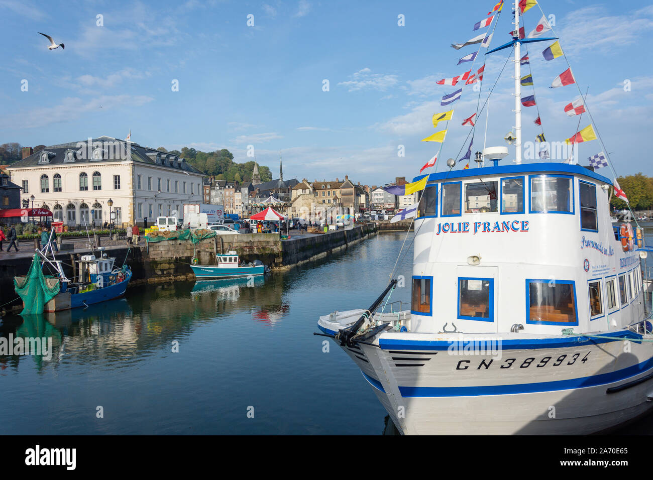 'Jolie France' excursion boat, Honfleur Harbour, Honfleur, Normandy, France Stock Photo