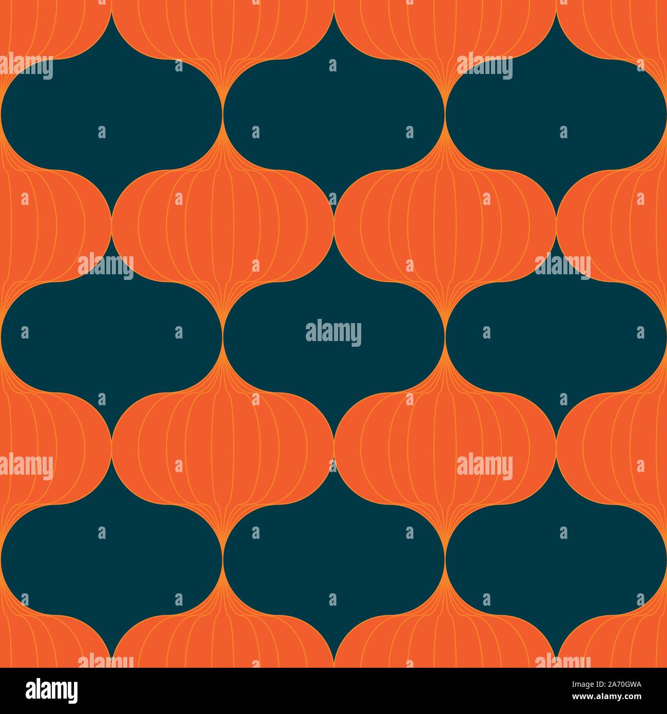 seamless vector pattern with orange lantern on a dark teal background Stock Vector