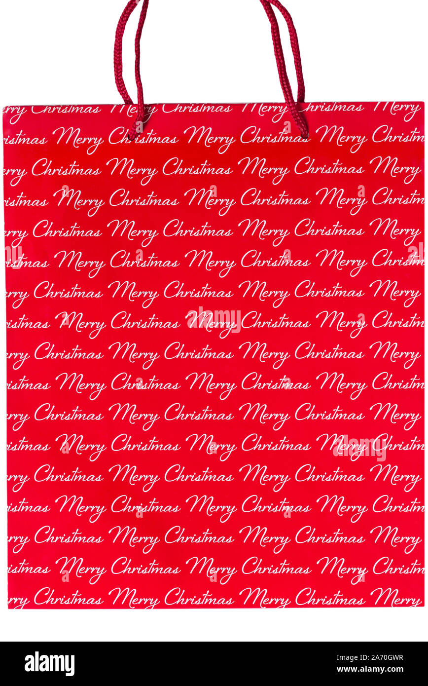 Merry Christmas gift bag set on white background Stock Photo - Alamy