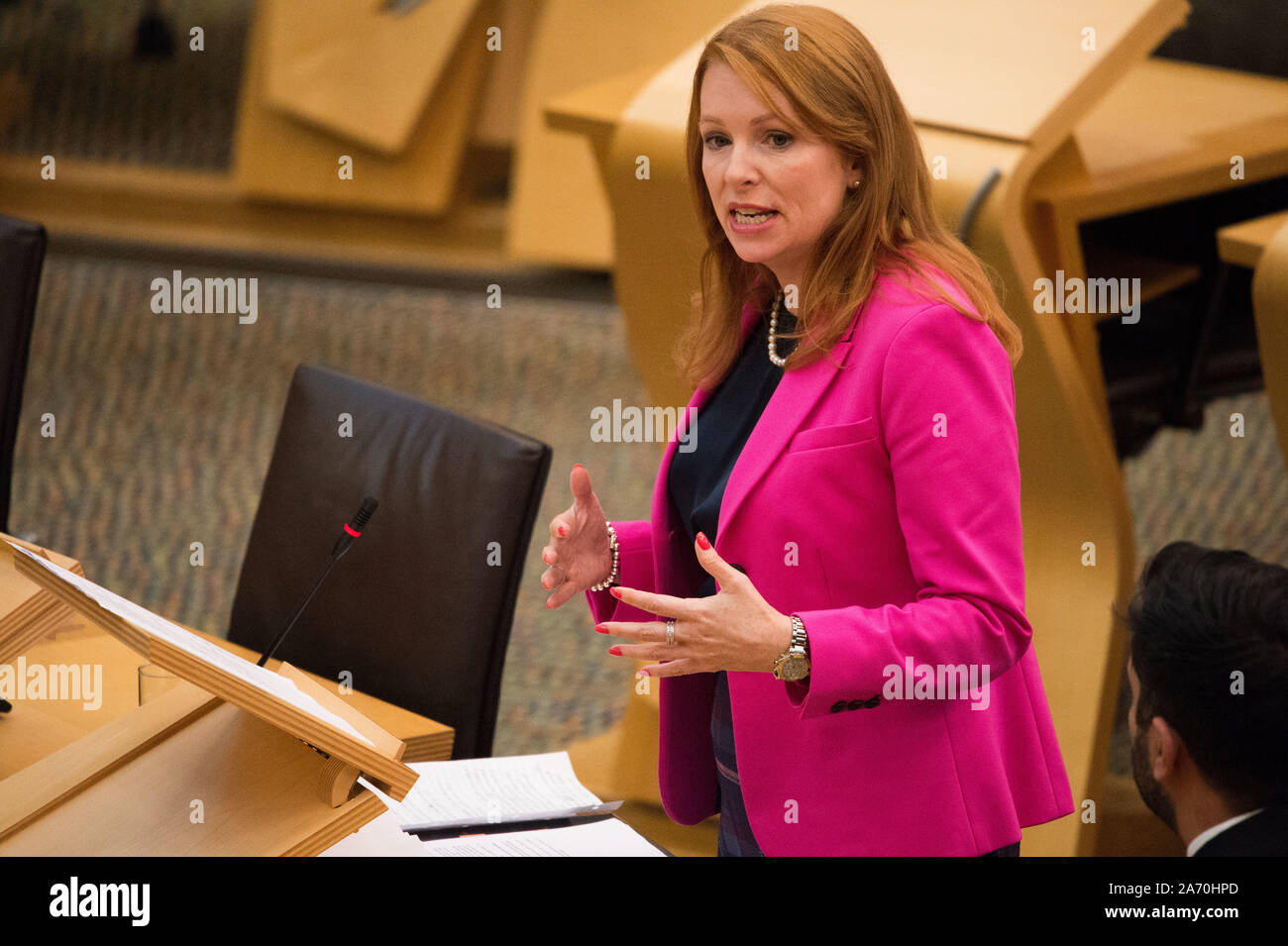 Edinburgh, 29 October 2019.Pictured: Ash Denham MSP - Minister for Community Safety. Ministerial Statement: Promoting the Safe and Appropriate use of Fireworks in Scotland.  Credit: Colin Fisher/Alamy Live News Stock Photo