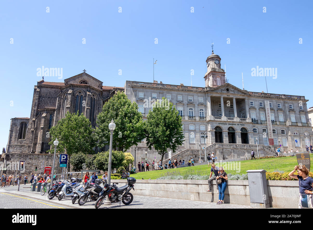 Oporto, Portugal - July 20, 2019: Stock Exchange Palace (Palacio da Bolsa) and Gothic church of Saint Francis (Igreja de Sao Francisco) in Porto, Port Stock Photo