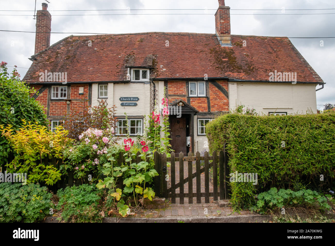 The front of Church View Cottage in Church Lane in Exton village, Hampshire, England. Stock Photo