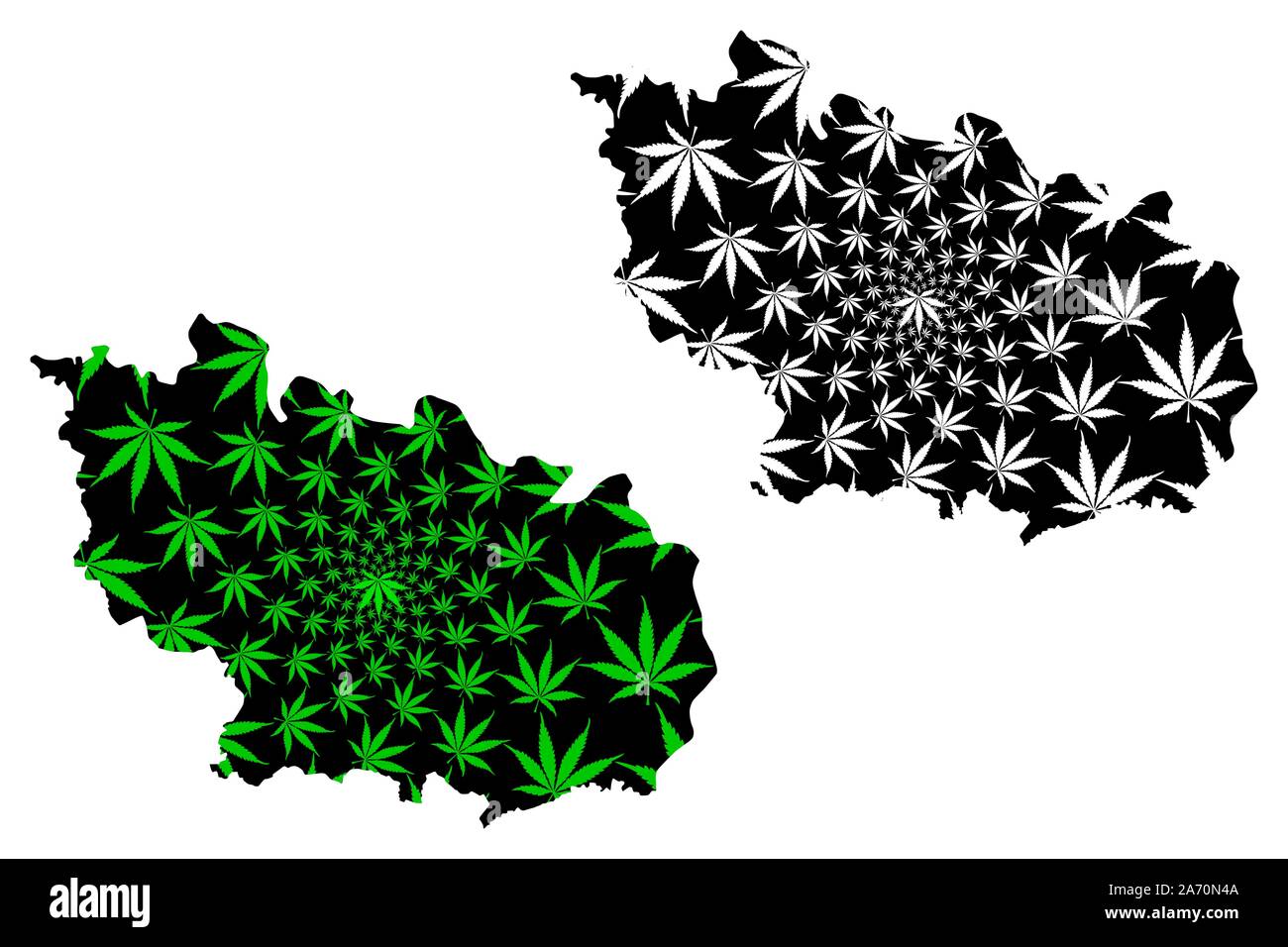 Bac Ninh Province (Socialist Republic of Vietnam, Subdivisions of Vietnam) map is designed cannabis leaf green and black, Tinh Bac Ninh map made of ma Stock Vector