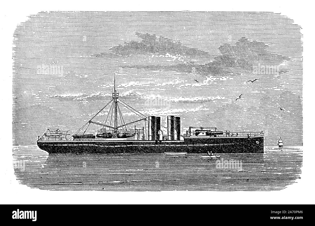 SMS Sachsen  ironclad of the Imperial German navy launched in 1877 for coastal defense with two steam engines and 6 guns Stock Photo