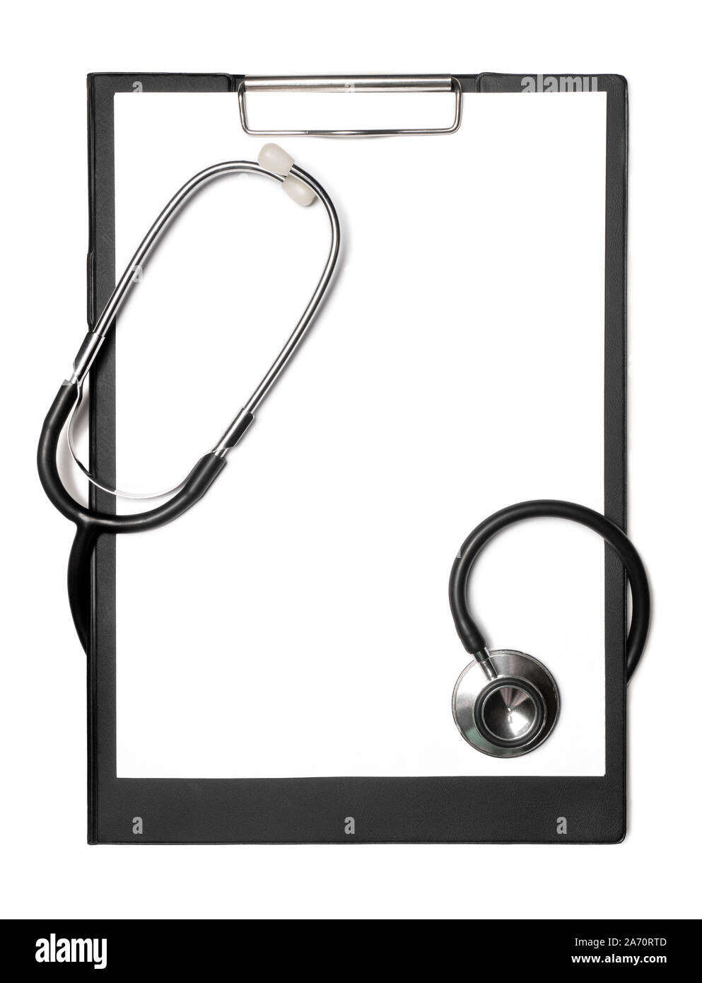 Stethoscope and black clipboard isolated on white Stock Photo - Alamy