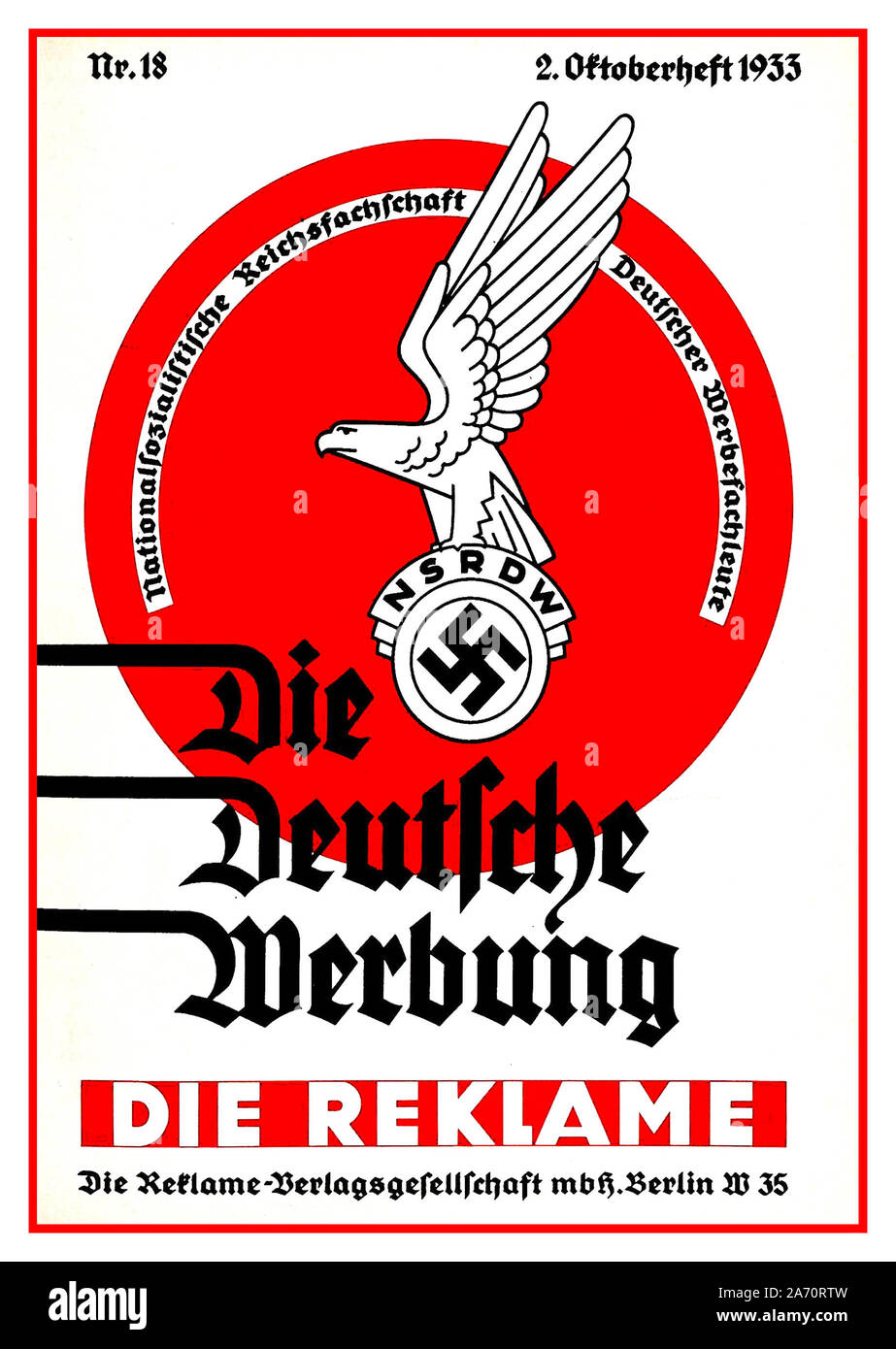 1933 Nazi Germany Propaganda Poster for Sösemann Lange-Propaganda-Sprachlenkung-Werbung-–-Reklame Sösemann Lange Propaganda Voice Control Advertising Stock Photo
