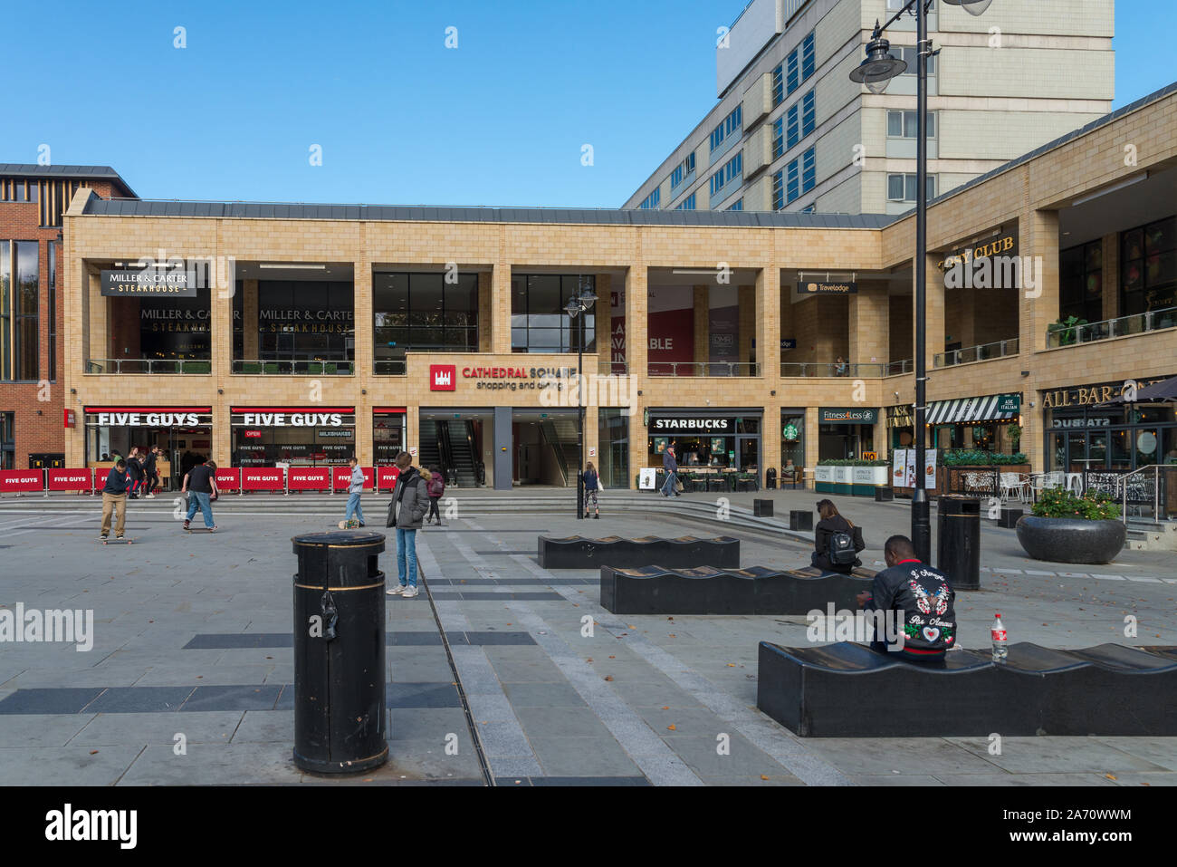 Shops and restaurants in the new Cathedral Square development in