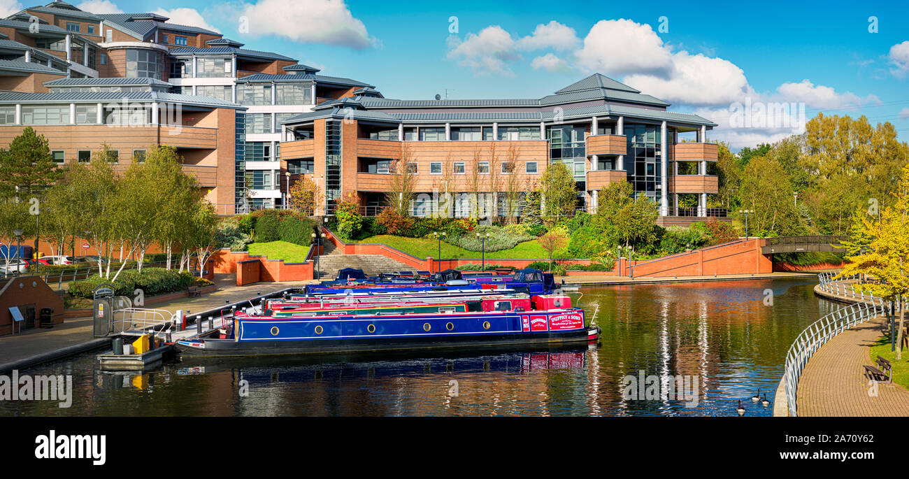 Redeveloped from Point North office space, The Landmark at Waterfront, Brierley Hill. Canalside city living in the Midlands' historic Black Country. Stock Photo