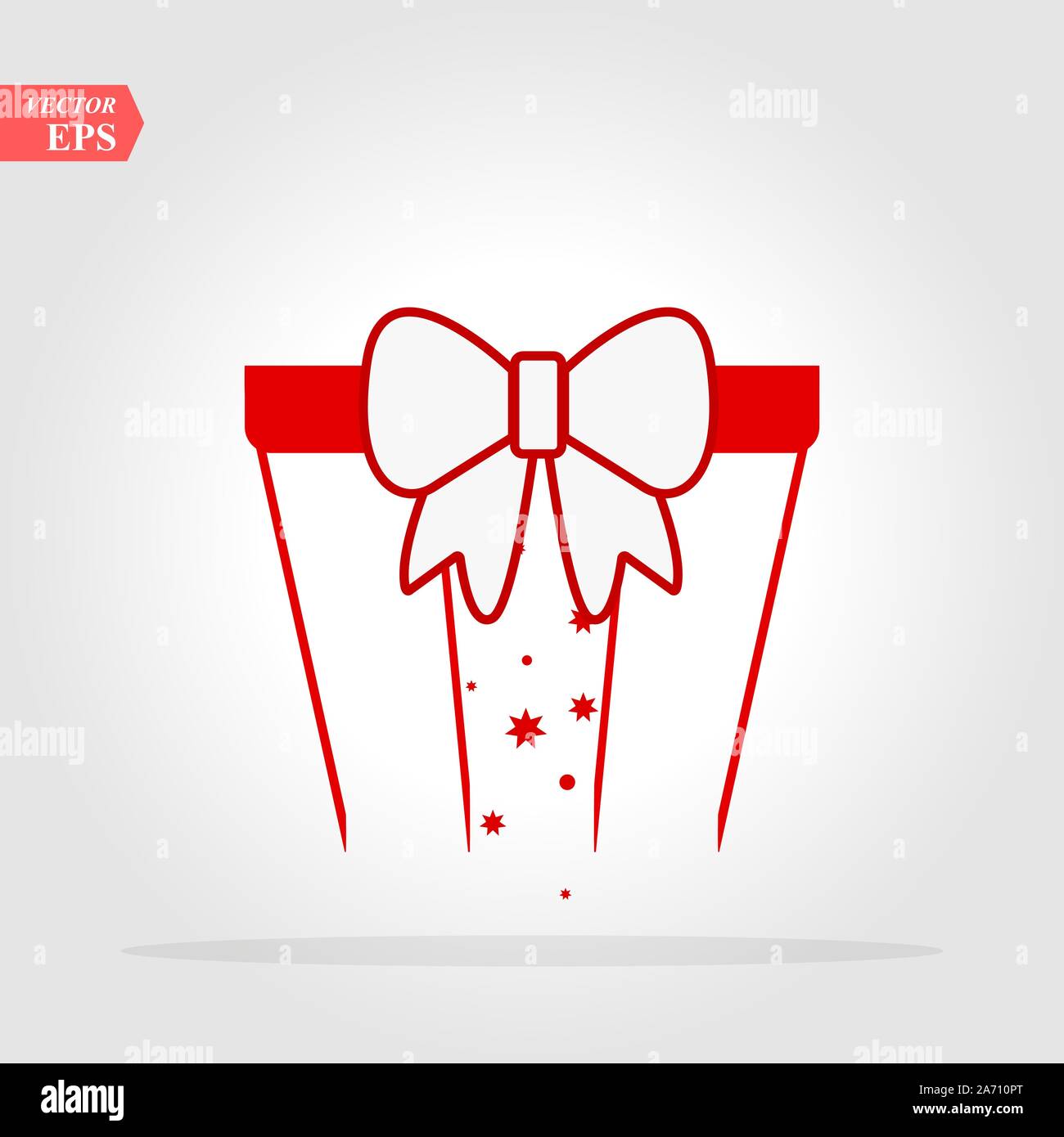 Red Gift. Isolated vector icon, sign, emblem, pictogram. Flat style for ...