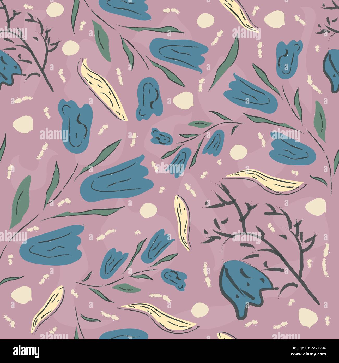 Floral Seamless Pattern. Hand Drawn. Vector Illustration Stock Vector ...