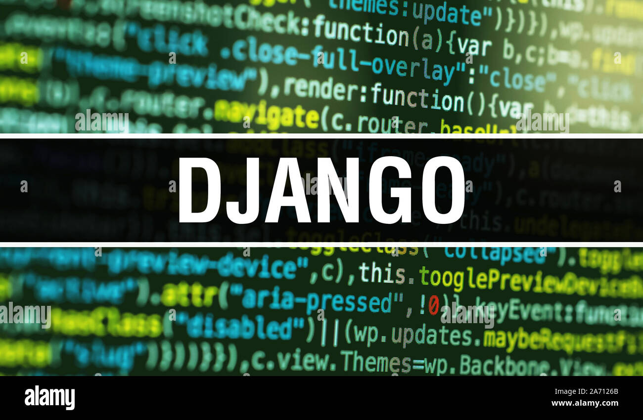 DJANGO with Abstract Technology Binary code Background.Digital binary ...