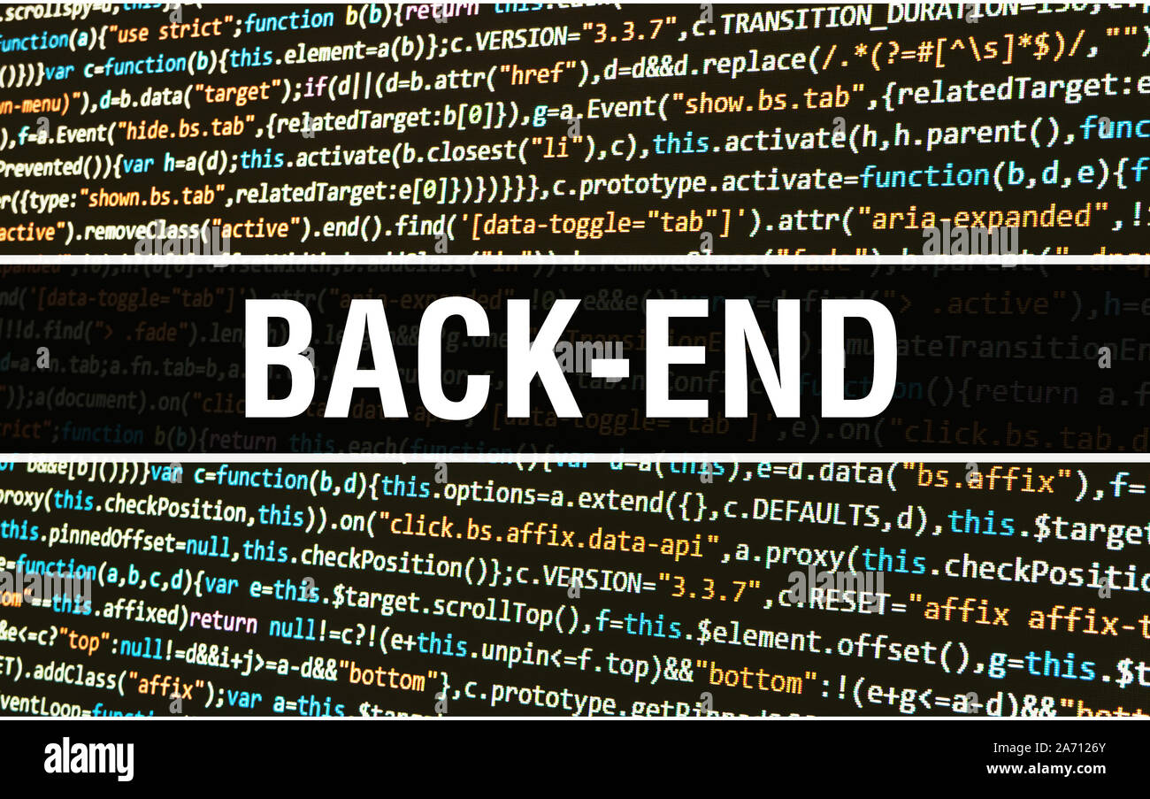 Back-end concept with Random Parts of Program Code. Back-end with ...