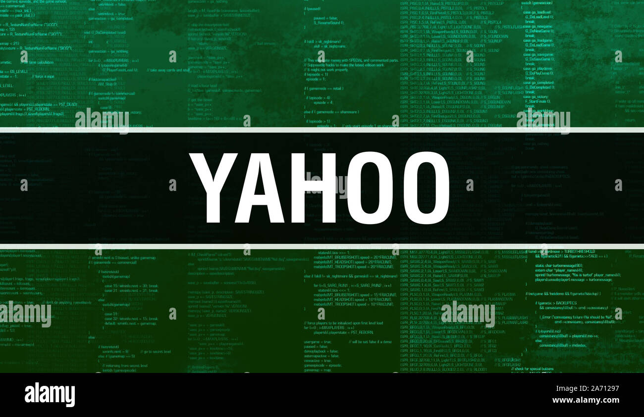 Yahoo with Binary code digital technology background. Abstract ...
