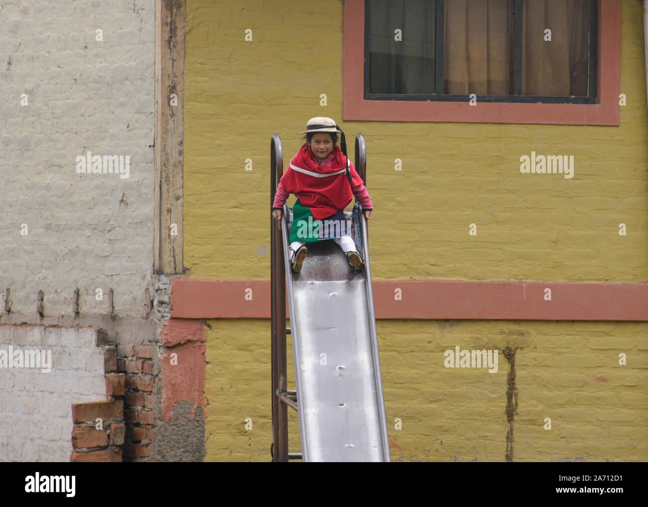 Highland girl playing, La Moya, Ecuador Stock Photo