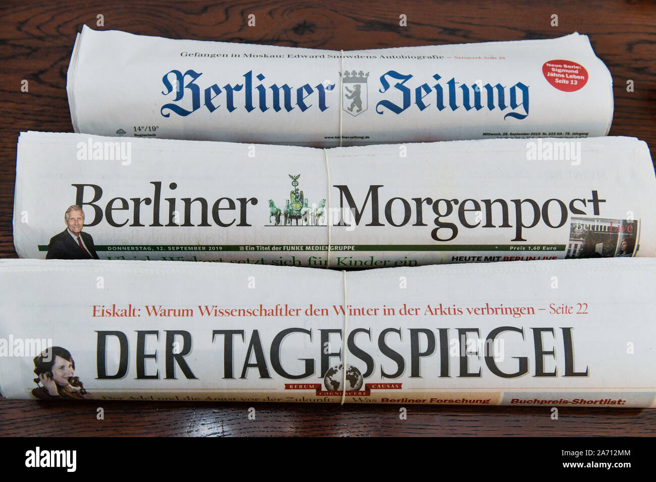 Berliner Zeitungen "Der Tagesspiegel, "Berliner Morgenpost und "Berliner Zeitung" Stock Photo