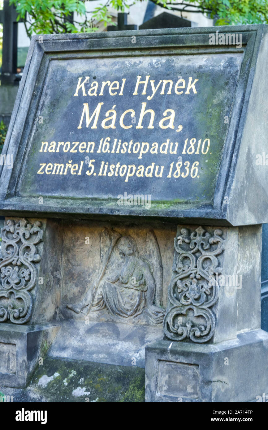 Karel Hynek Macha grave Vysehrad cemetery Stock Photo