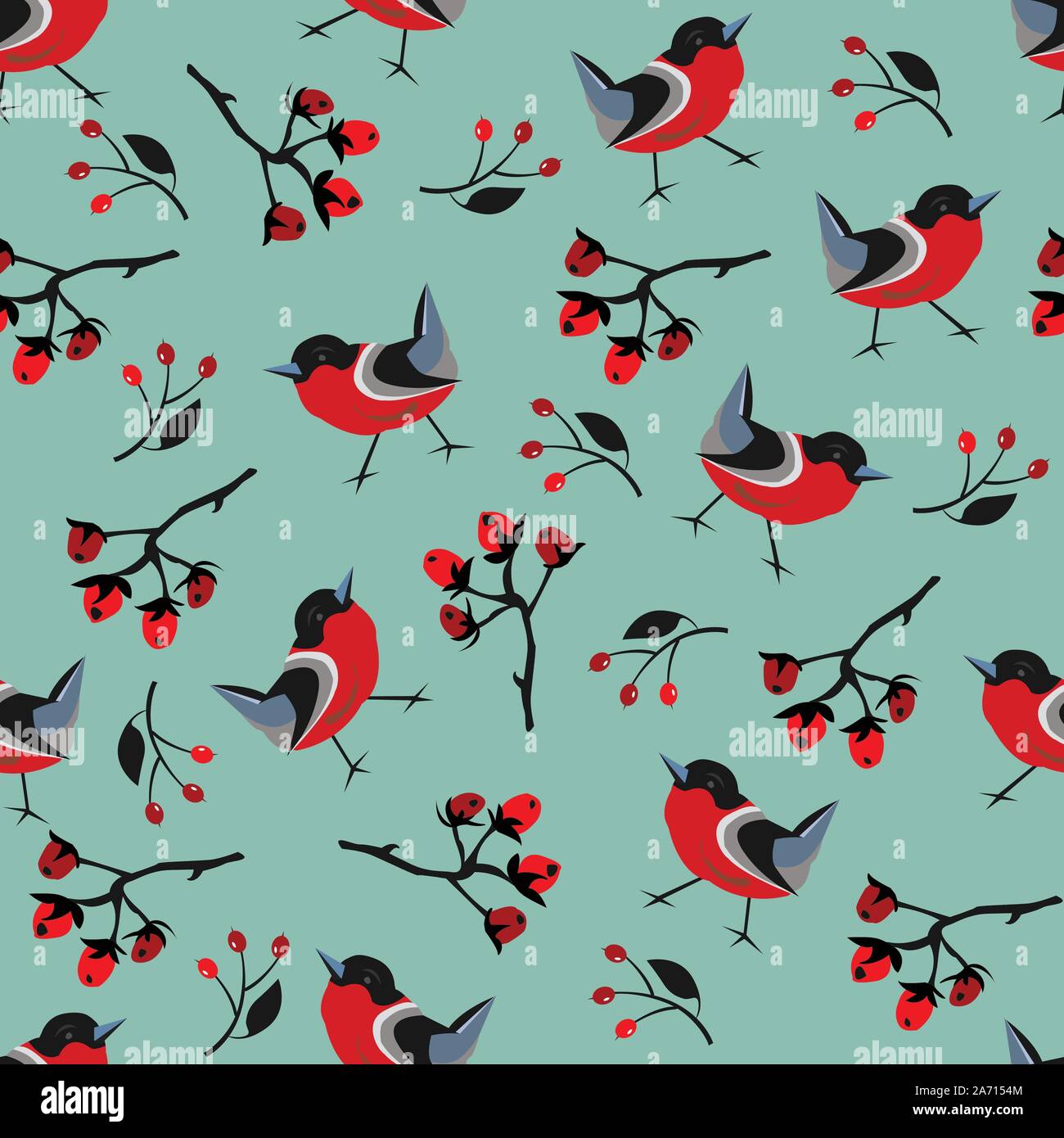8x8FT Vinyl Backdrop Photographer,Bird,Bullfinch Bird Rowan Berries Background for Baby Shower Bridal Wedding Studio Photography Pictures