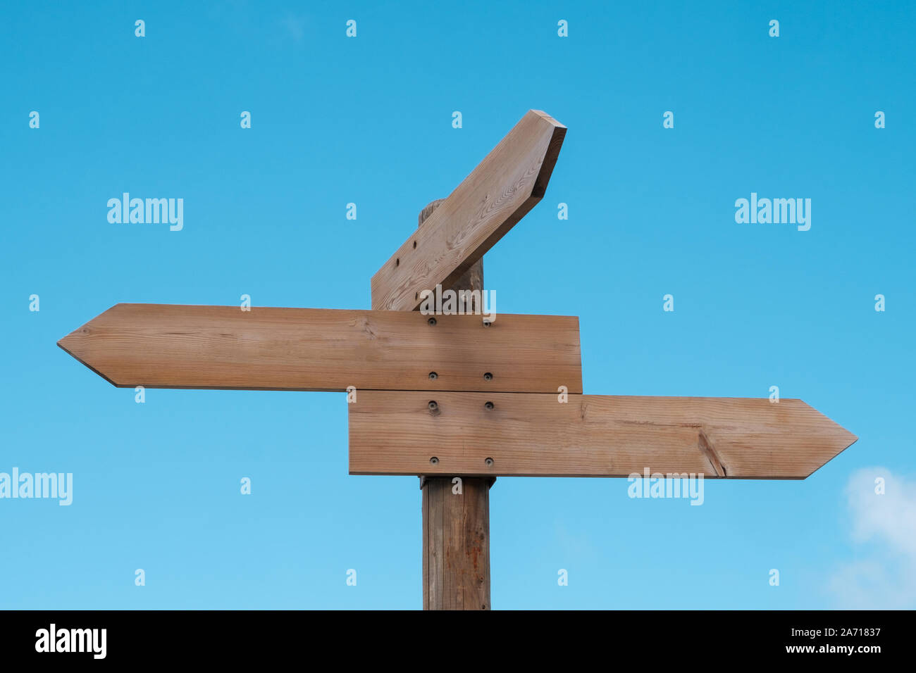 blank wooden direction signs mock-up - empty road sign isolated Stock Photo