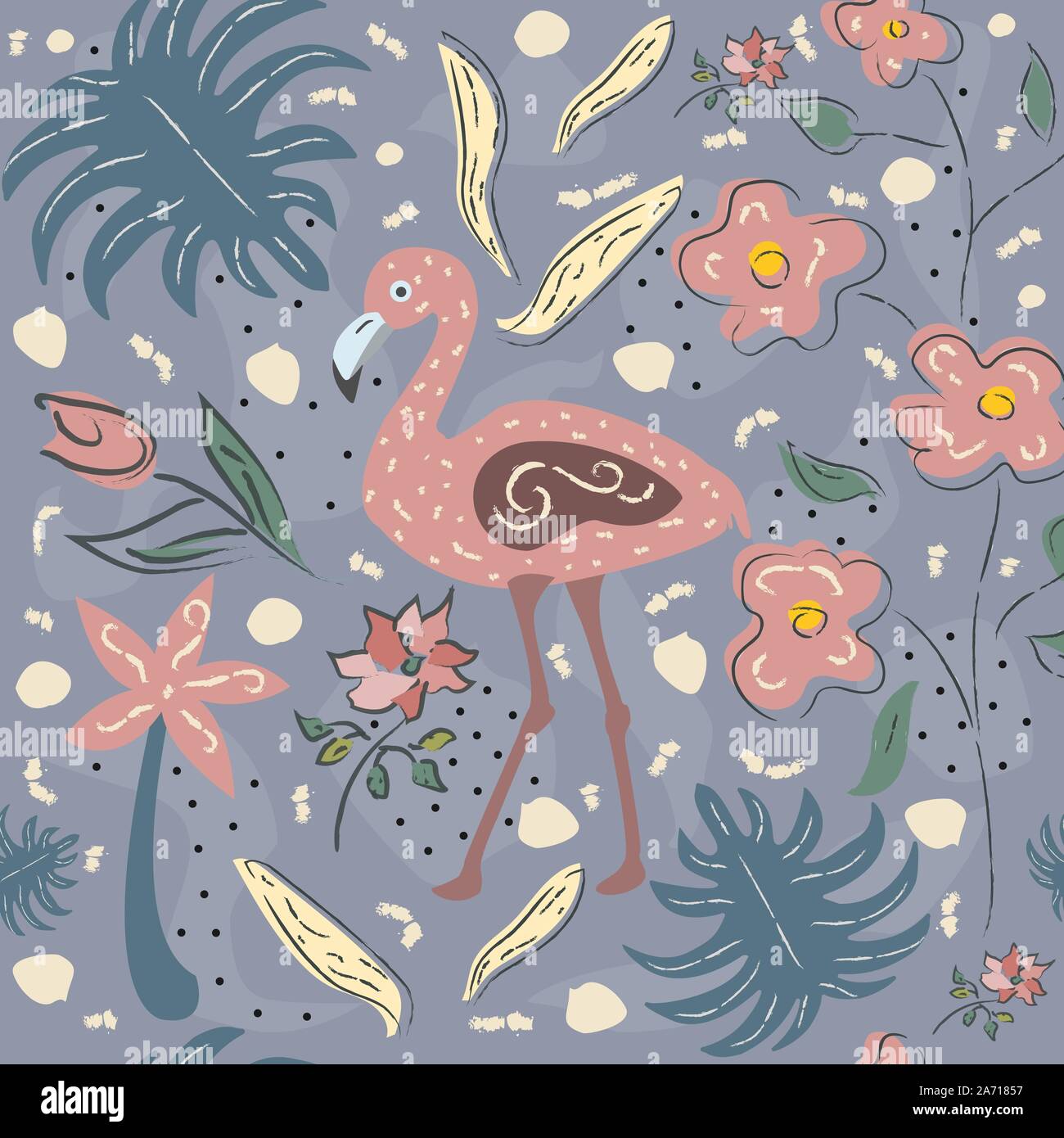 Flamingo Bird Seamless Pattern. Vector illustration Stock Vector Image ...