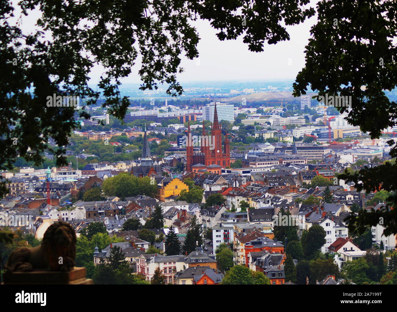 A beautiful view from the Neroberg on Wiesbaden the capitol city of Hessen in Germany Stock Photo
