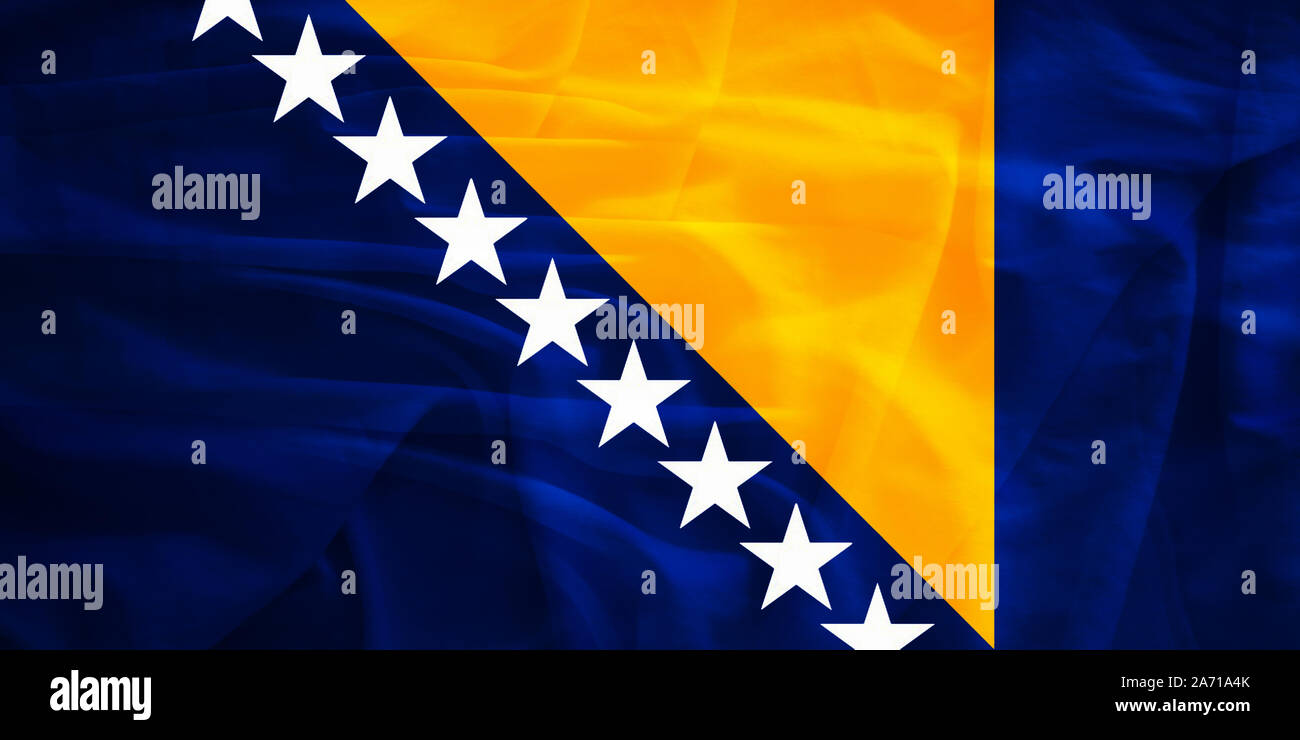 Bosnia and Herzegovina flag with 3d effect Stock Photo