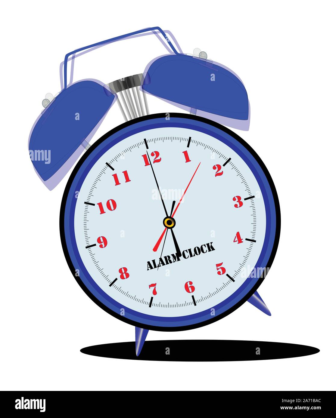 A loudly ringing old fashioned alarm clock over a white background Stock Vector