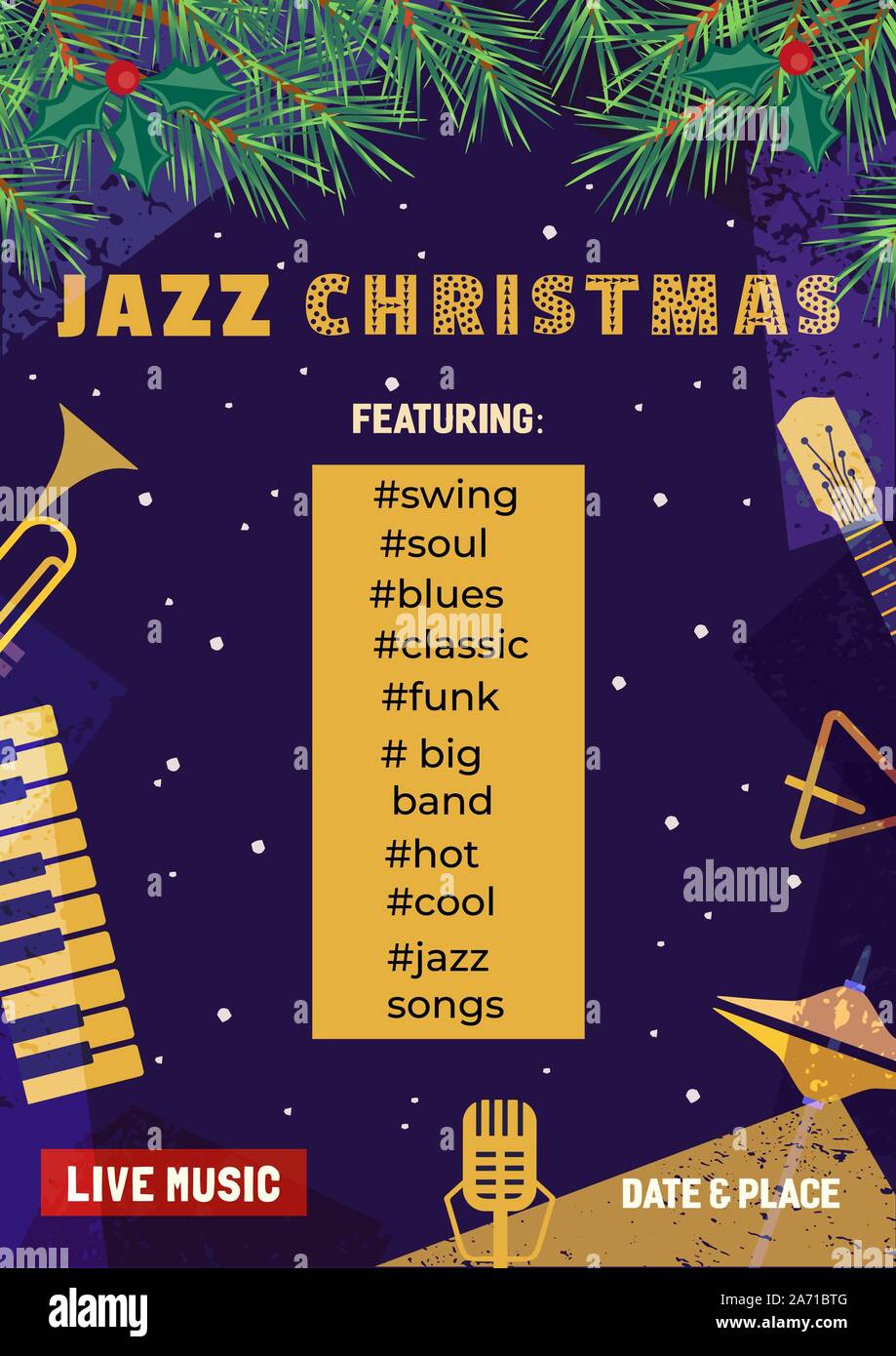 Template Design Poster Christmas Jazz Stock Vector