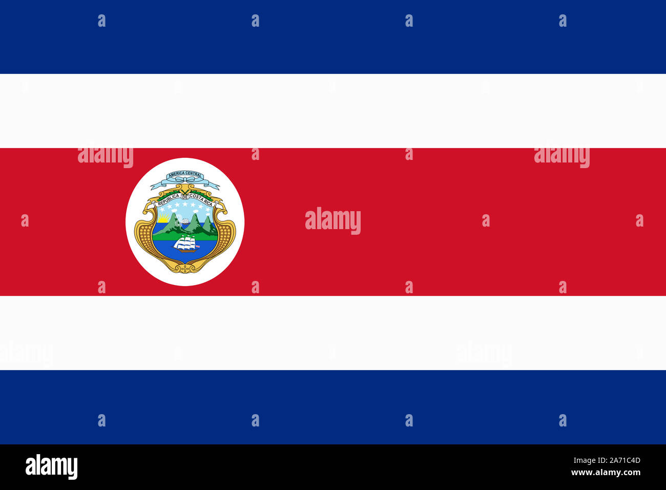 A Costa Rica flag background illustration red white blue stripes Stock Photo