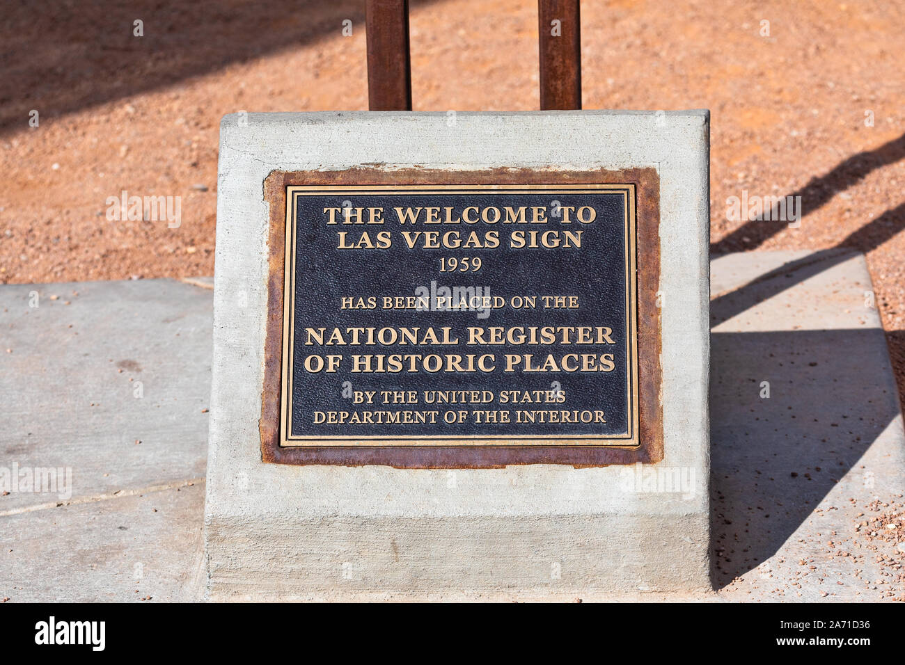 Welcome to Las Vegas sign plaque in Las Vegas, Nevada, USA Stock Photo