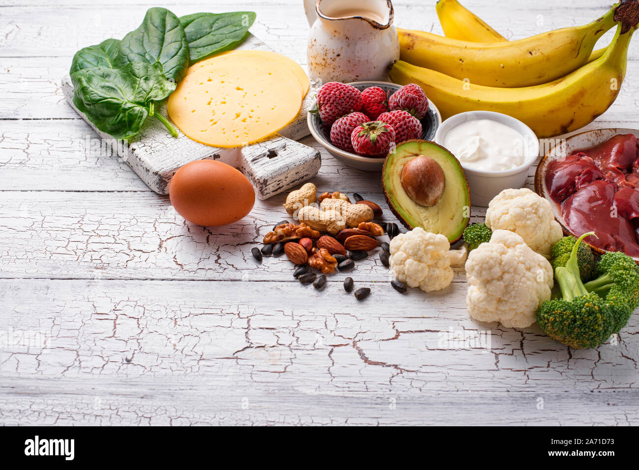 Natural sources of vitamin B7 biotin Stock Photo Alamy