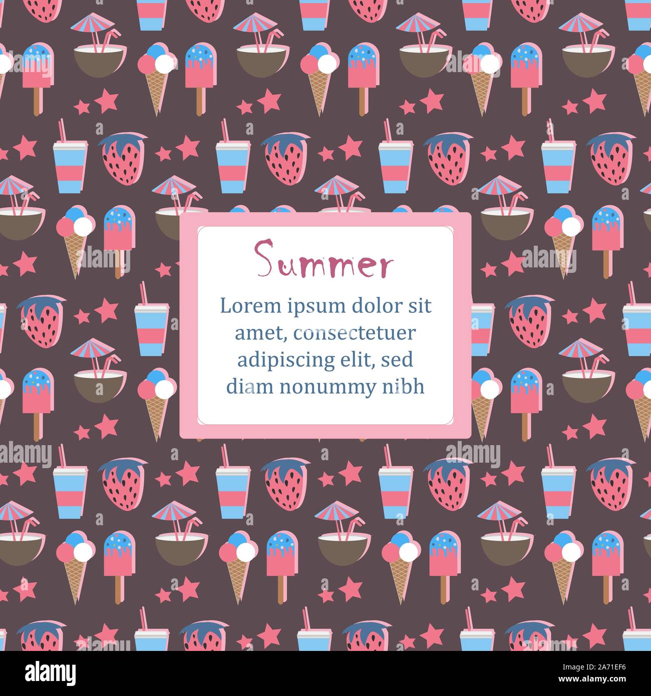 Summer Seamless Pattern with ice cream and fruits. From Summer ...